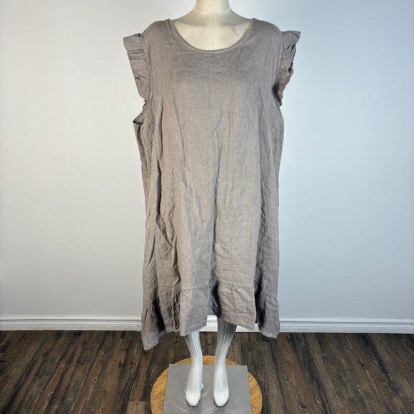 Made in Italy Dresses & Skirts - ❤️ Made in Italy 3X Plus Size Linen Ruffle Sleeve Shift Dress